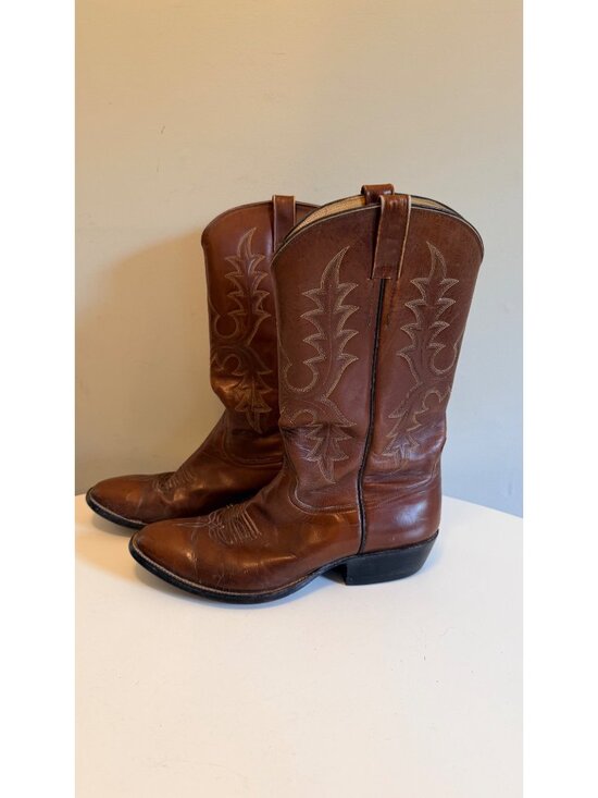 Vintage Rios of Mercedes Brown Leather Cowboy Boots Men’s Size 10 D USA Made main image 8